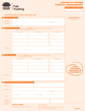 Change of Shared Tenancy Arrangement Form