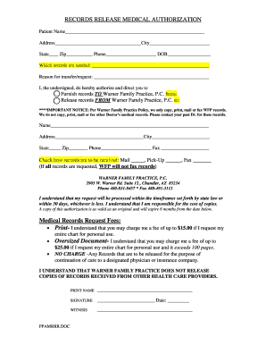 Medical Records Release Authorization