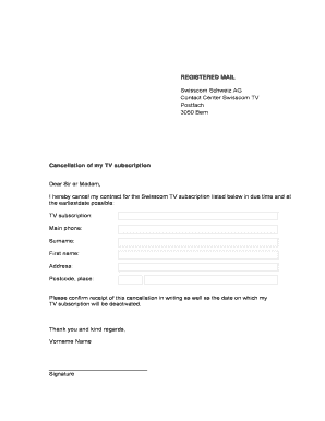 TV Subscription Cancellation Letter