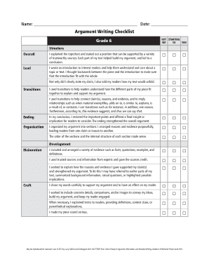 argumentative essay checklist