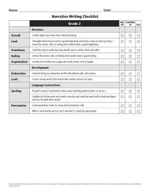 How to write an evaluation plan - narrative writing checklist grade 6