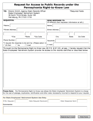 Pennsylvania Right-to-Know Law Request Form