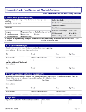 Ohio Cash, Food Stamp, and Medical Assistance Application