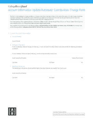 CollegeBoundfund Account Information Update Form