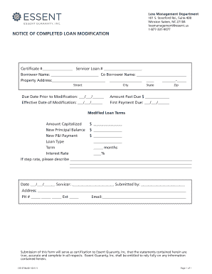 Notice of Completed Loan Modification