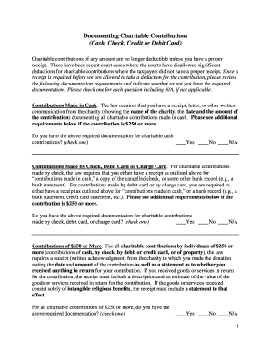 Charitable Contribution Documentation Form