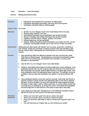 Goal-Setting Worksheet for Youth Education