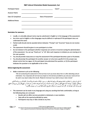 Cultural Orientation Model Assessment