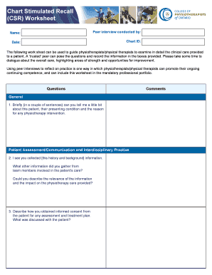 Chart Stimulated Recall CSR Worksheet - College of - collegept