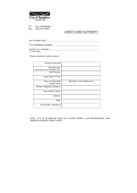 Credit Card Authority Form