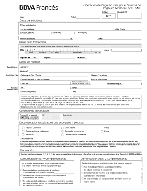 Formulario del Sistema de Pagos en Moneda Local - SML