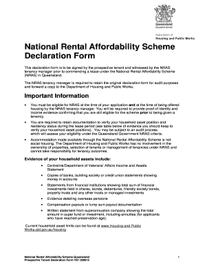 National Rental Affordability Scheme Tenant Declaration Form