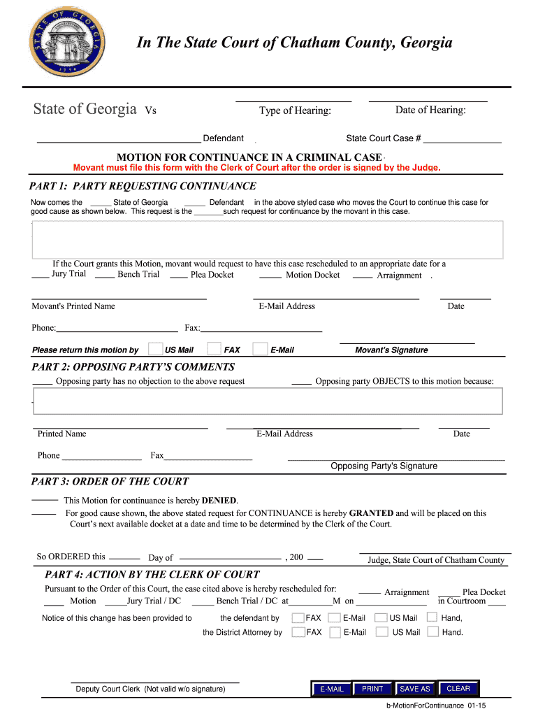 Georgia Continuance Form Fill Online Printable Fillable Blank Georgia Continuance Form Fill Online Printable Fillable Blank