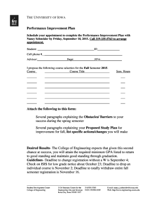 Performance Improvement Plan - College of Engineering - engineering uiowa