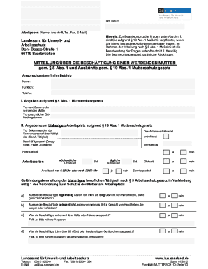 MITTEILUNG ÜBER DIE BESCHÄFTIGUNG EINER WERDENDEN MUTTER