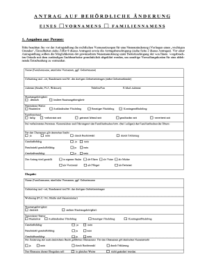 Antrag auf Namensänderung