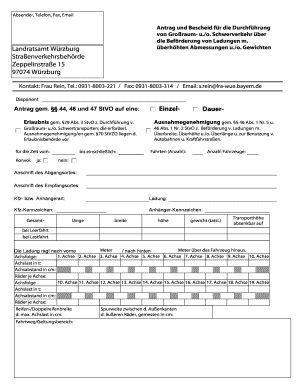 Antrag auf Ausnahmegenehmigung für Großraum- und Schwerverkehr
