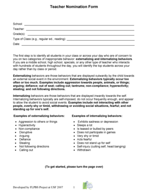 Teacher Nomination Form