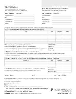 California State University Order Form
