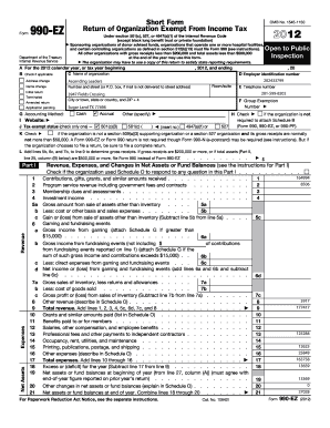 Form 990-EZ Tax Return for Exempt Organizations