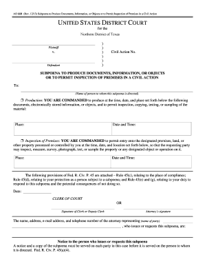 US Federal Subpoena to Produce Documents