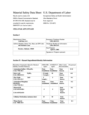 Material Safety Data Sheet