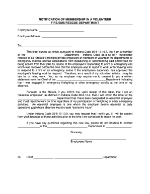 Volunteer Firefighter Employment Notice