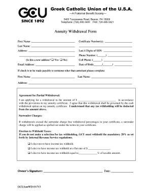Annuity Withdrawal Form