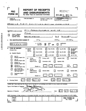FEC Form 3X Report of Receipts and Disbursements