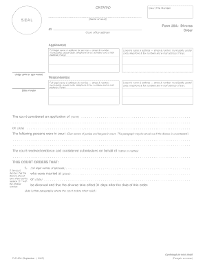 Ontario Divorce Order Form 25A