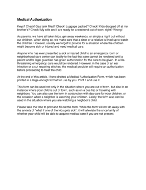 Medical Authorization Form