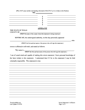 Texas Affidavit Form