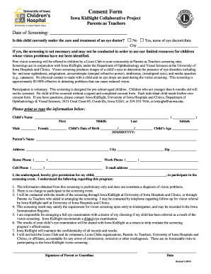 Iowa KidSight Vision Screening Consent Form
