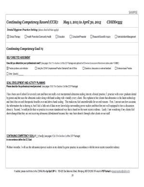 Dental Hygiene Continuing Competency Record
