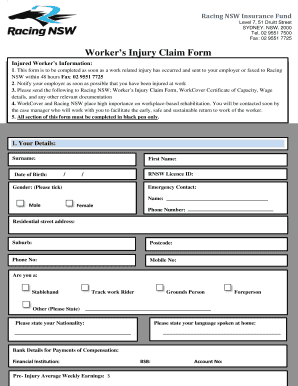Worker's Injury Claim Form