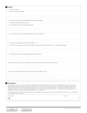 Goods on Hook Liability Questionnaire
