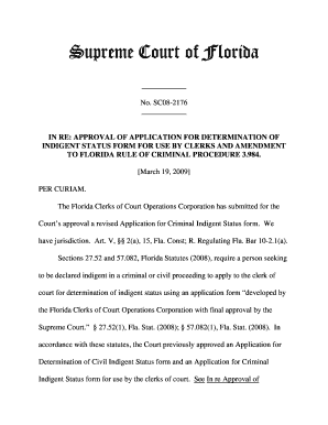 Florida Criminal Indigent Status Application