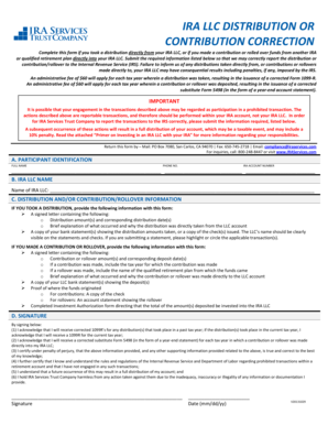 IRA LLC Distribution or Contribution Correction Form