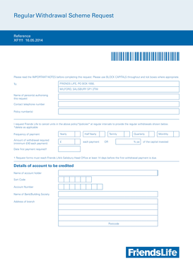 Friends Life Regular Withdrawal Scheme Request