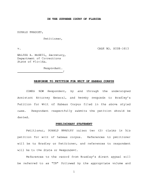 Response To Petition For Writ of Habeas Corpus - Florida State bb - archive law fsu