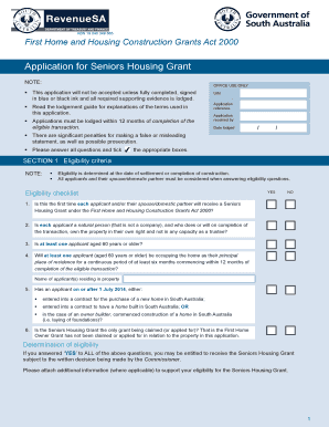 Seniors Housing Grant Application Form