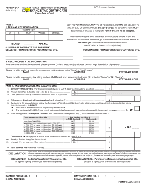 Hawaii Conveyance Tax Certificate