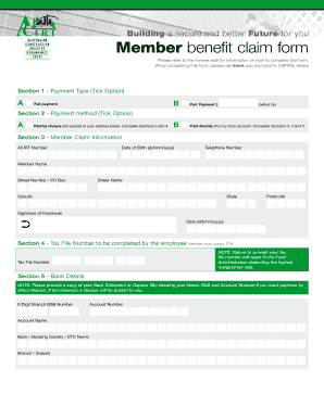 Member Benefit Claim Form