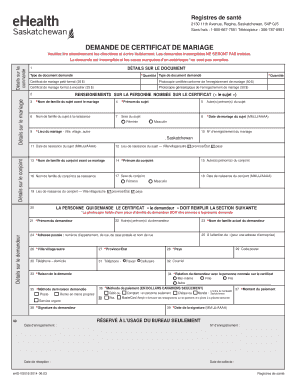 Demande de certificat de mariage
