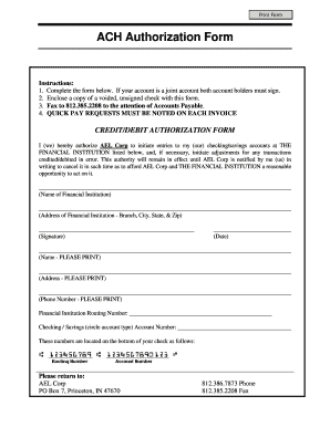 ACH Authorization Form