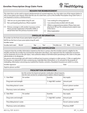 Enrollee Prescription Drug Claim Form