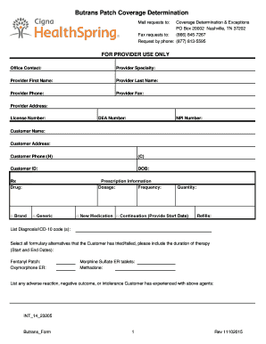 Butran Coverage Determination Form - Cigna