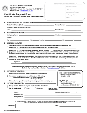 California Certificate of Standing Request Form