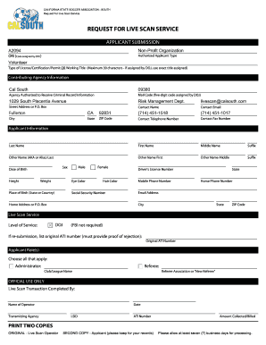 California Live Scan Service Request