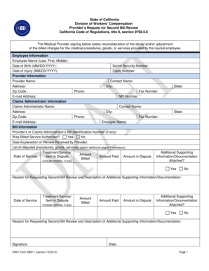 California Provider's Request for Second Bill Review